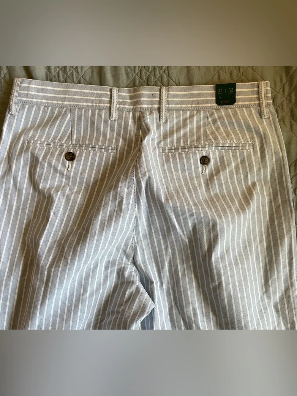 J. CREW Relaxed-fit double-pleated oxford chino pant in stripe 32/32 $138 CT830